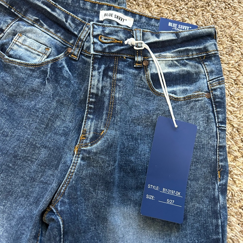 High-waisted Dark-Acid wash Skinny Jeans - Picture 6 of 8